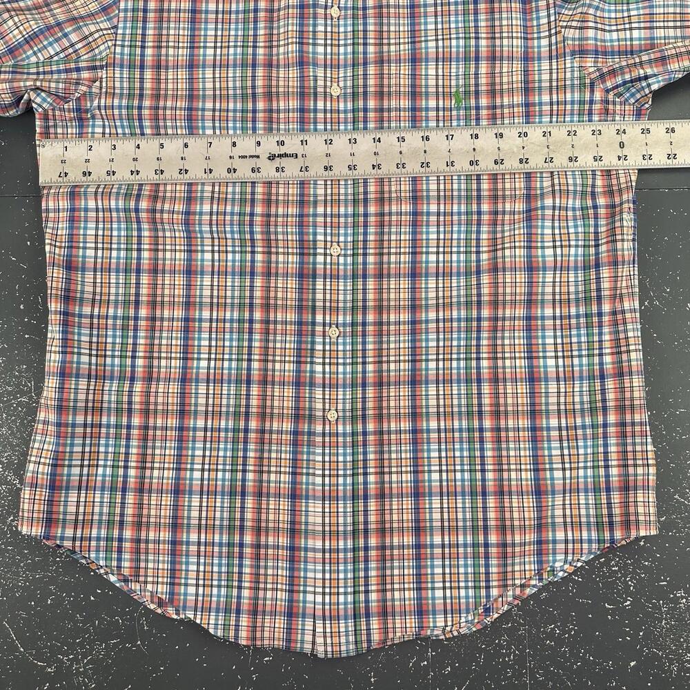 Ralph Lauren Dress Shirt Mens Large Micro Check Teal Black Orange Short Sleeve - Picture 4 of 6
